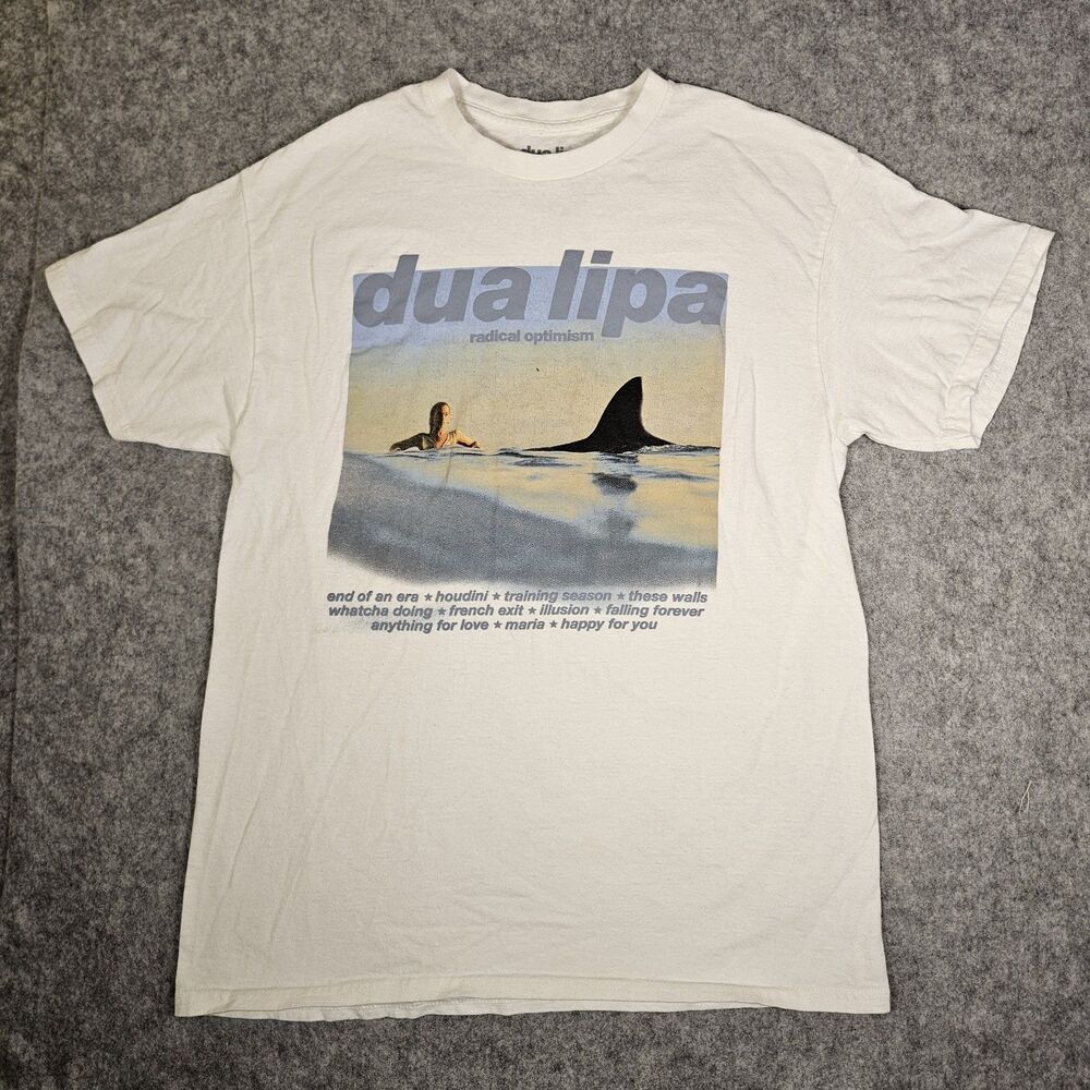 Dua Lipa White Radical Optimism Album Music Short Sleeve T-Shirt Size Medium